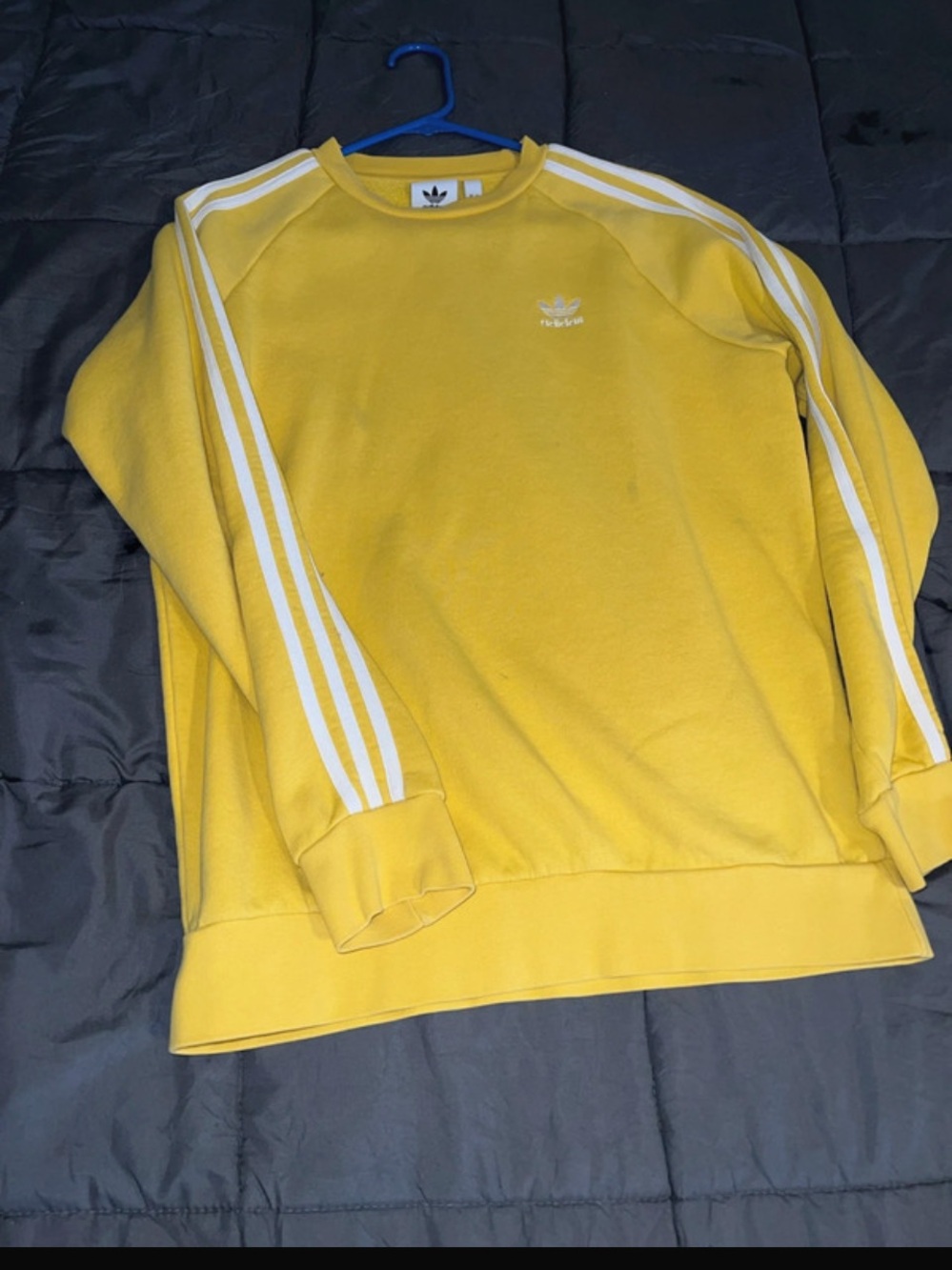 adidas Yellow Crewneck Sweatshirt with White 3-Stripes